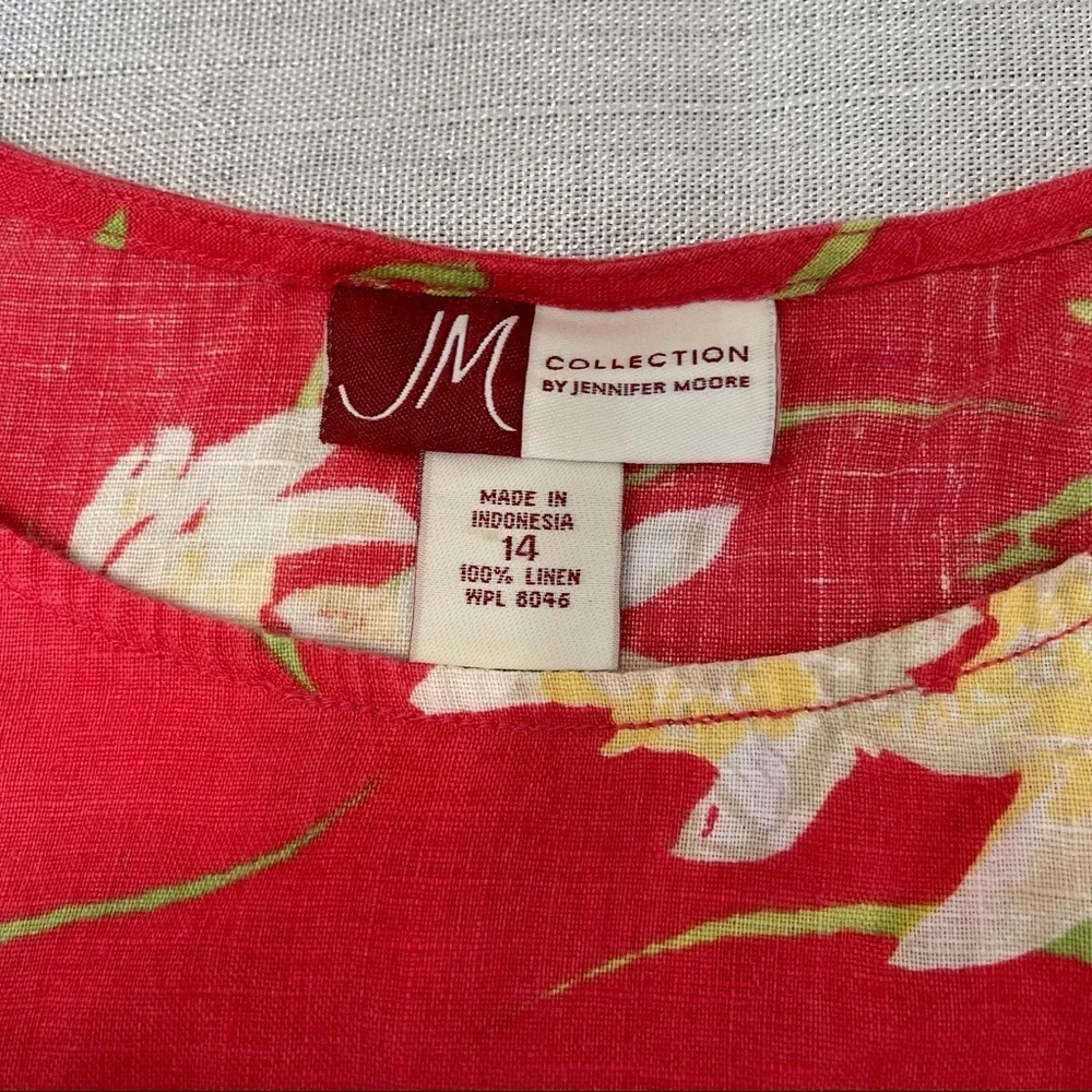 JM Collection by Jennifer Moore Women Linen Floral Maxi Dress. Size 14.